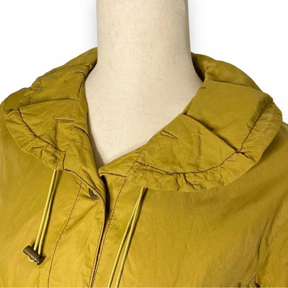 Coldwater Creek Mustard Yellow Drawstring Scrunch Snap Jacket Women’s Size 4-6
